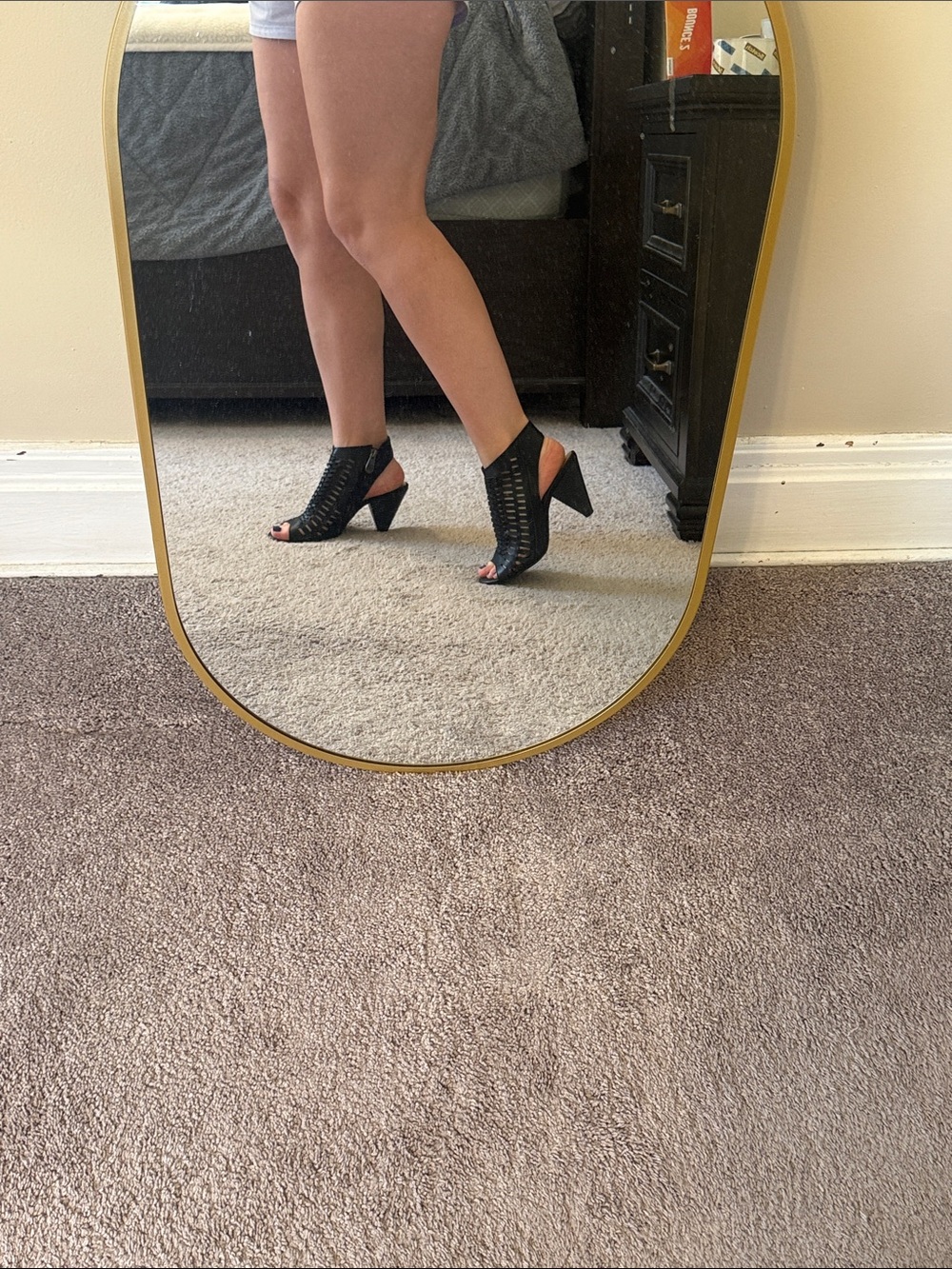 Women’s Black Peep-Toe Woven Heels